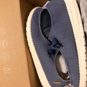 Hey Dude Navy Canvas Women's Slip-Ons